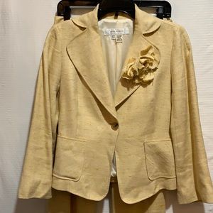 COPY - ZARA WOMAN PANT SUIT SZ 6 BUTTER/YELLOW FLAX/SILK